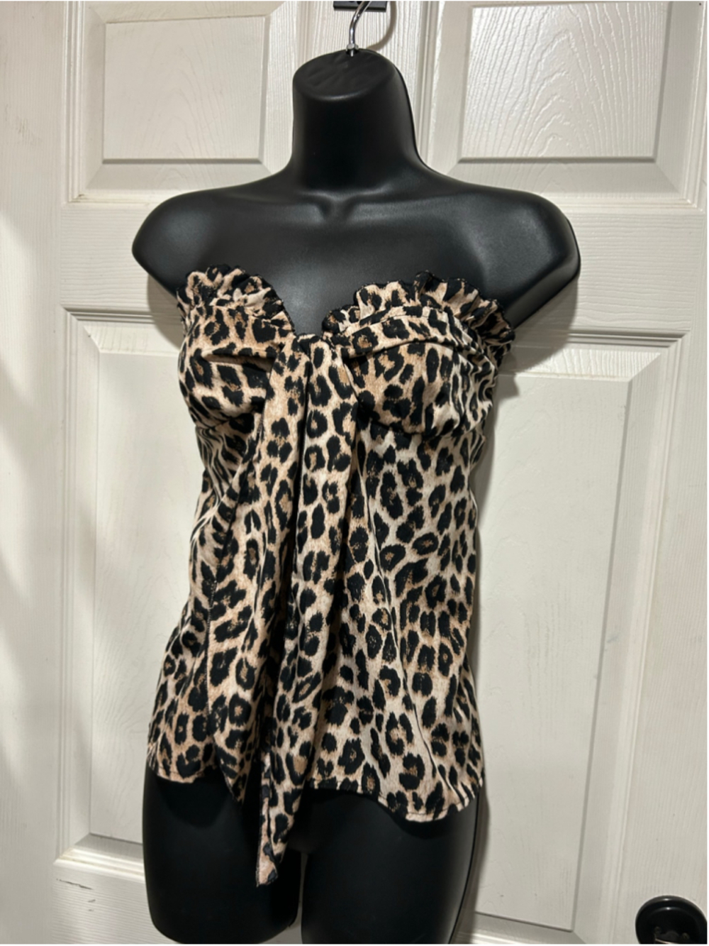 Women's Unbranded Leopard Print Strapless Camisole Top Size xl Beige Black